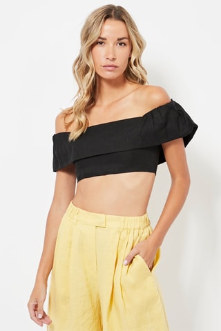 Crop top en lin - Noir
