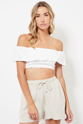 Crop top en lin - Blanc