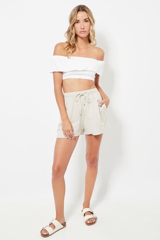 Crop top en lin - Blanc
