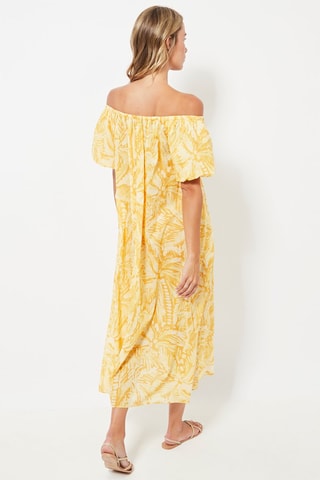 Robe midi - Moutarde et écru