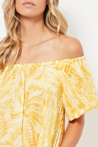 Robe midi - Moutarde et écru