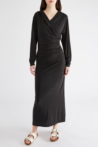 Robe drapée à capuche - Noir