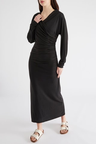 Robe drapée à capuche - Noir