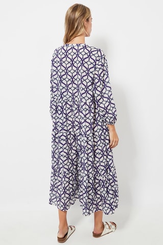 Robe midi - Blanc et violet