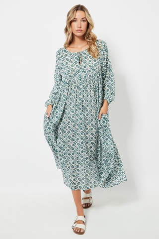 Robe midi - Ciel et blanc