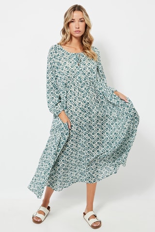 Robe midi - Ciel et blanc