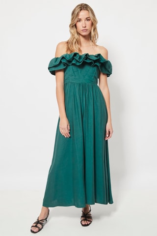 Robe longue en lin Vert foncé