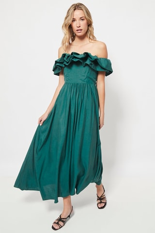 Robe longue en lin Vert foncé