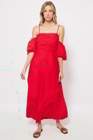 Robe longue en lin Rouge