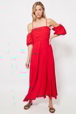 Robe longue en lin Rouge