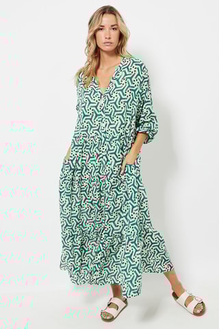 Robe midi - Turquoise et blanc