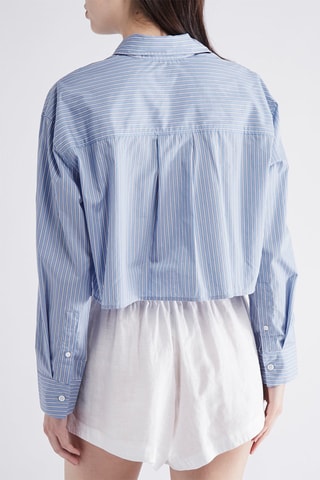 Chemisier court - Bleu clair et blanc