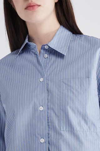 Chemisier court - Bleu clair et blanc