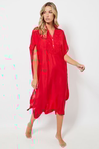 Kaftan en soie - Rouge