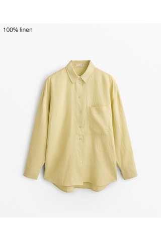 Chemise relaxed en lin - Jaune pâle