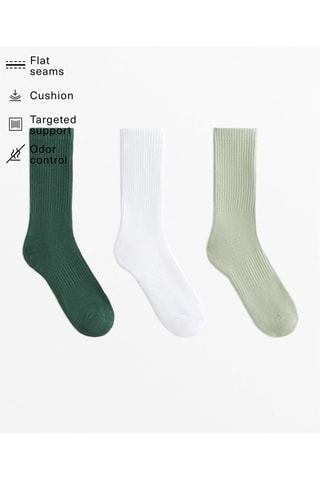 3 paires de chaussettes - Vert foncé et blanc