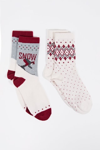 2 paires de chaussettes - Rouge et gris