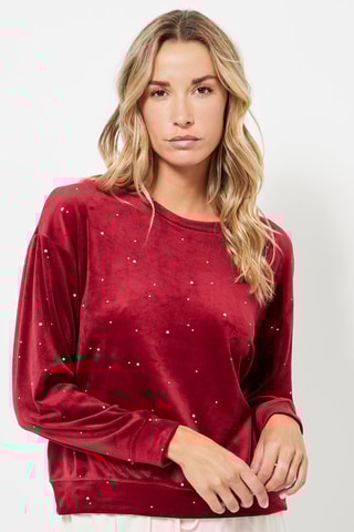 Sweat en velours - Rouge