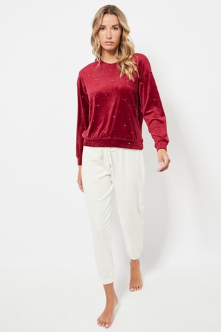 Sweat en velours - Rouge