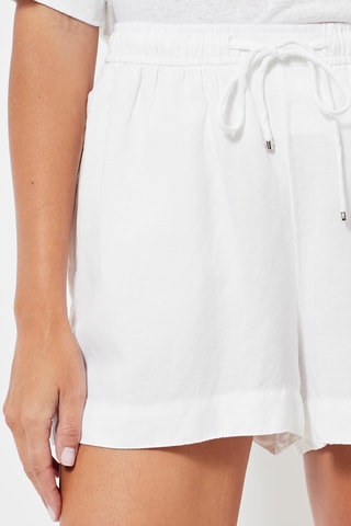 Short en lin taille haute - Blanc