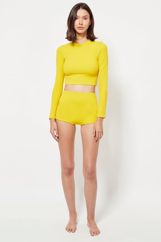 Short de bain taille haute - Jaune