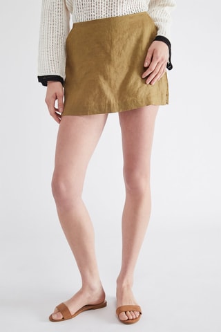 Minijupe en lin - Kaki