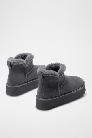 Bottines fourrées plateformes en cuir - Gris