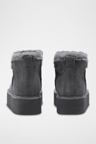 Bottines fourrées plateformes en cuir - Gris
