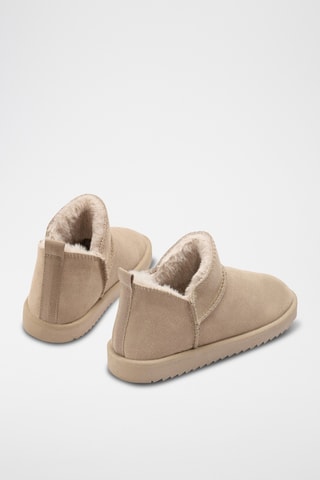 Bottines fourrées en cuir - Beige