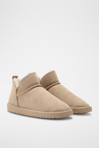 Bottines fourrées en cuir - Beige