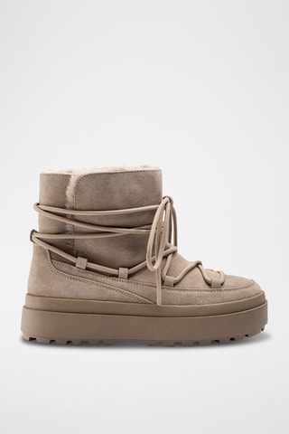 Bottines fourrées en cuir - Beige