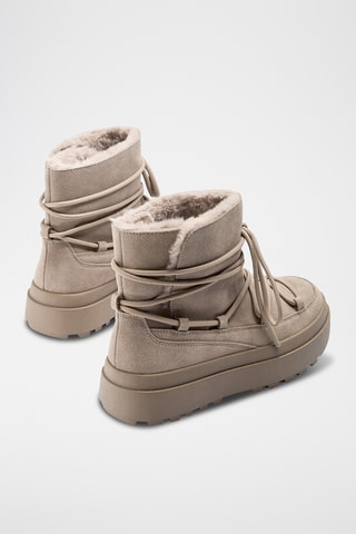 Bottines fourrées en cuir - Beige