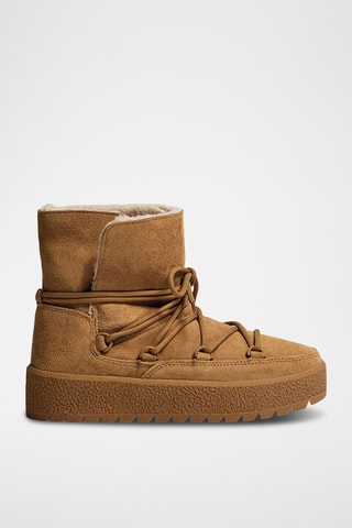 Bottines fourrées en cuir - Marron