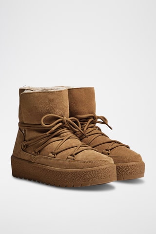 Bottines fourrées en cuir - Marron