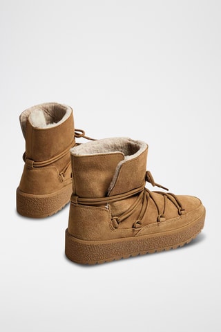 Bottines fourrées en cuir - Marron