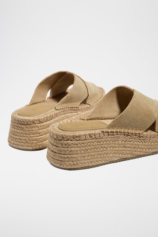 Mules plateformes en cuir - Beige