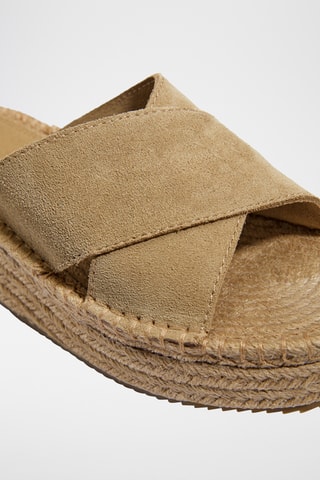 Mules plateformes en cuir - Beige