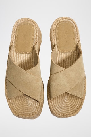 Mules plateformes en cuir - Beige