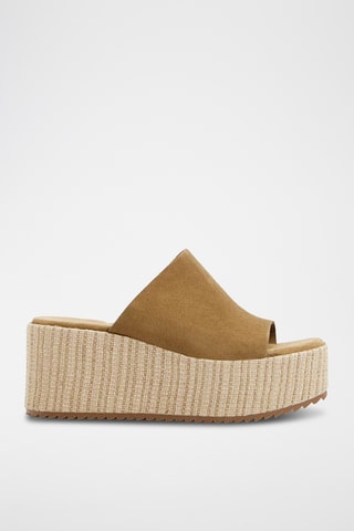 Mules plateformes en cuir - Marron