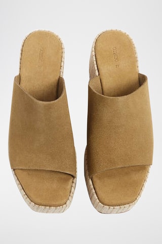 Mules plateformes en cuir - Marron