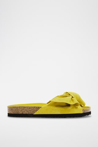 Mules compensées en cuir - Jaune