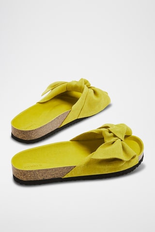 Mules compensées en cuir - Jaune