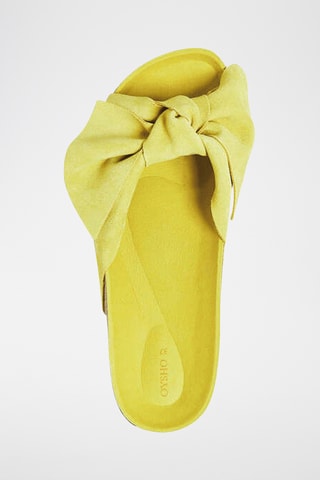 Mules compensées en cuir - Jaune