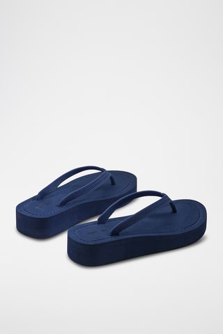 Tongs plateformes - Bleu