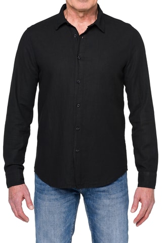 Chemise regular en lin - Noir