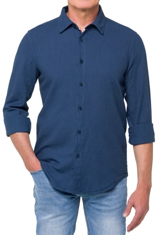 Chemise regular en lin - Bleu