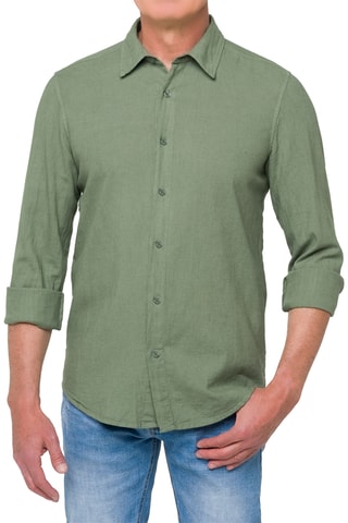 Chemise regular en lin - Kaki