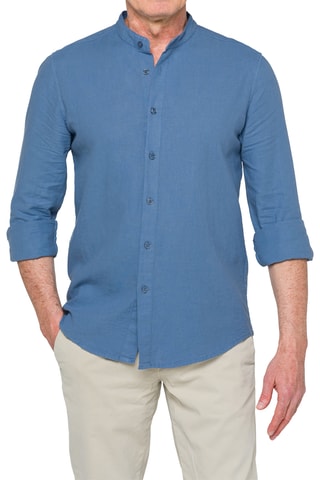 Chemise regular en lin - Bleu