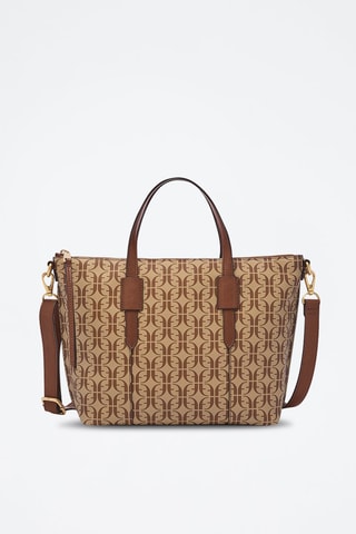 Leren Shopper Skylar Satchel  - Bruin en Beige