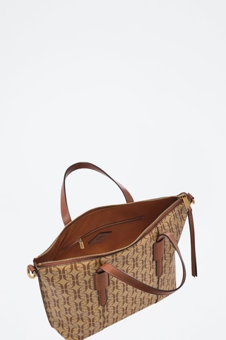 Leren Shopper Skylar Satchel  - Bruin en Beige